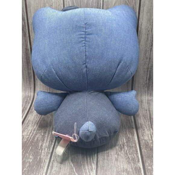 2015 Sanrio Hello Kitty Plush Stuffed Animal in Blue Denim & Overalls 10" Tall - Picture 4 of 5